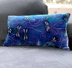 Purple 12"x20" Pillow with Dragonflies Pattern-Sherit Levin