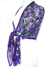 Load image into Gallery viewer, Purple Burnout Velvet Gingko Leaves Scarf/Shawl-Sherit Levin