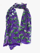 Load image into Gallery viewer, Purple Burnout Velvet Gingko Leaves Scarf/Shawl-Sherit Levin