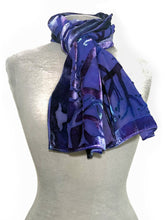 Load image into Gallery viewer, Purple Velvet Scarf of Branches with Rain Drops Pattern-Sherit Levin