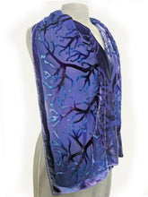 Load image into Gallery viewer, Purple Velvet Scarf of Branches with Rain Drops Pattern-Sherit Levin