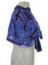 Load image into Gallery viewer, Purple Velvet Scarf of Branches with Rain Drops Pattern-Sherit Levin