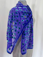Load image into Gallery viewer, Velvet Scarf with Lily Pads Pattern in Purple