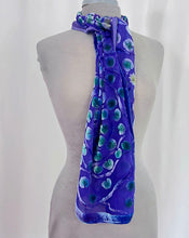 Load image into Gallery viewer, Velvet Scarf with Lily Pads Pattern in Purple