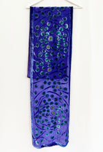 Load image into Gallery viewer, Velvet Scarf with Lily Pads Pattern in Purple