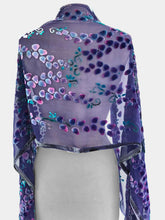 Load image into Gallery viewer, Purple Velvet Scarf/Shawl in Willow Branches