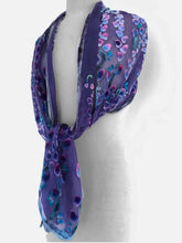 Load image into Gallery viewer, Purple Velvet Scarf/Shawl in Willow Branches