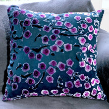 Load image into Gallery viewer, Roses 18" Square Pillow Cover with Dark Blue reverse-Sherit Levin