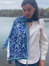 Load image into Gallery viewer, Purple Rosettes on Pale Gray Blue