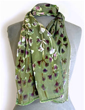 Load image into Gallery viewer, Sage Background Gingko Scarf