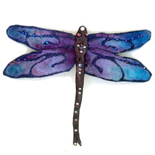 Load image into Gallery viewer, Silk Velvet Dragonfly Pin in Purple-Sherit Levin
