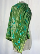 Load image into Gallery viewer, Dragonflies Green Velvet Scarf/Shawl