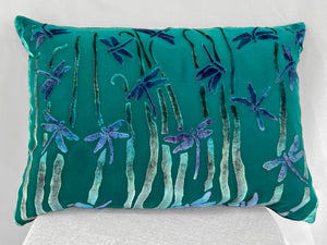 Teal 12"x20" Pillow with Dragonflies Pattern