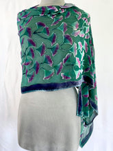 Load image into Gallery viewer, Flowering Branches Scarf/Wrap in Teal