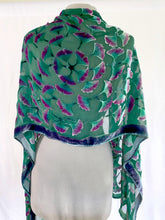 Load image into Gallery viewer, Flowering Branches Scarf/Wrap in Teal