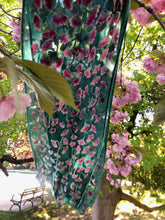 Load image into Gallery viewer, Scarf in Teal with Fuchsia Flowers