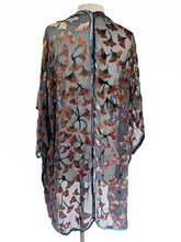 Load image into Gallery viewer, Velvet Kimono Gingko Leaves in Black and Orange Earth Tones-Sherit Levin