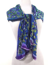 Load image into Gallery viewer, Velvet Scarf with Gingko Leaves in Purple-Sherit Levin