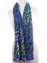 Load image into Gallery viewer, Velvet Scarf with Gingko Leaves in Purple-Sherit Levin
