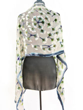 Load image into Gallery viewer, Velvet Scarf/Shawl with Gingko Leaves in Ivory-Sherit Levin