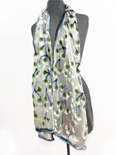 Load image into Gallery viewer, Velvet Scarf/Shawl with Gingko Leaves in Ivory-Sherit Levin