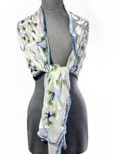 Load image into Gallery viewer, Velvet Scarf/Shawl with Gingko Leaves in Ivory-Sherit Levin