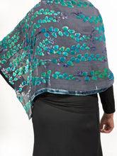 Load image into Gallery viewer, Velvet Versatile Poncho/Scarf in Black with Turquoise.-Sherit Levin