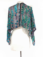 Load image into Gallery viewer, Velvet Versatile Poncho/Scarf in Black with Turquoise.-Sherit Levin