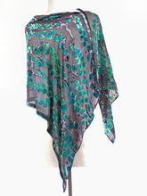 Load image into Gallery viewer, Velvet Versatile Poncho/Scarf in Black with Turquoise.-Sherit Levin
