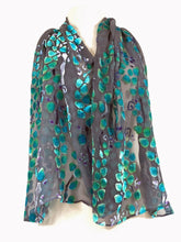 Load image into Gallery viewer, Velvet Versatile Poncho/Scarf in Black with Turquoise.-Sherit Levin