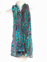 Load image into Gallery viewer, Velvet Versatile Poncho/Scarf in Black with Turquoise.-Sherit Levin