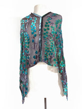 Load image into Gallery viewer, Velvet Versatile Poncho/Scarf in Black with Turquoise.-Sherit Levin
