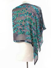 Load image into Gallery viewer, Velvet Versatile Poncho/Scarf in Black with Turquoise.-Sherit Levin