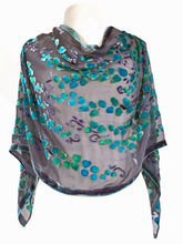Load image into Gallery viewer, Velvet Versatile Poncho/Scarf in Black with Turquoise.-Sherit Levin
