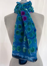 Load image into Gallery viewer, Turquoise Velvet Lily Pads Scarf/Shawl