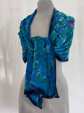 Load image into Gallery viewer, Turquoise Velvet Lily Pads Scarf/Shawl