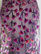 Load image into Gallery viewer, Velvet Scarf with Gingko Leaves in Wine
