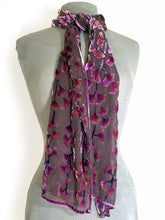 Load image into Gallery viewer, Velvet Scarf with Gingko Leaves in Wine
