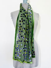 Load image into Gallery viewer, Velvet Scarf with Gingko Leaves in Sage
