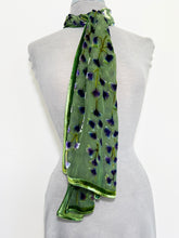 Load image into Gallery viewer, Velvet Scarf with Gingko Leaves in Sage
