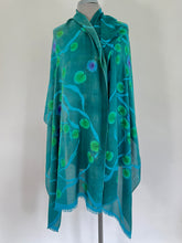 Load image into Gallery viewer, Lily Pads Scarf/Wrap in Turquoise
