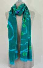 Load image into Gallery viewer, Lily Pads Scarf/Wrap in Turquoise
