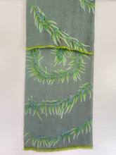 Load image into Gallery viewer, Silk Eucalyptus Leaves Scarf/Wrap in Sage Green
