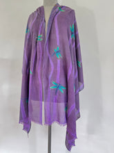 Load image into Gallery viewer, Hand Painted Silk Dragonflies Scarf/Wrap
