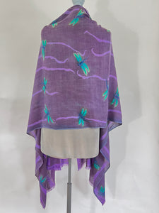 Hand Painted Silk Dragonflies Scarf/Wrap
