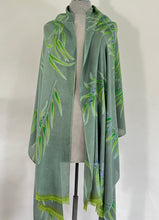 Load image into Gallery viewer, Silk Eucalyptus Leaves Scarf/Wrap in Sage Green
