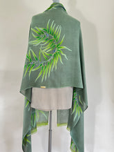 Load image into Gallery viewer, Silk Eucalyptus Leaves Scarf/Wrap in Sage Green

