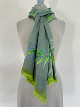 Load image into Gallery viewer, Silk Eucalyptus Leaves Scarf/Wrap in Sage Green
