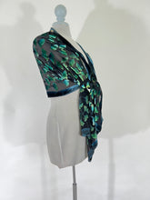 Load image into Gallery viewer, Velvet Gingko Leaves Scarf/Shawl in Black and Green
