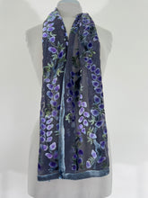 Load image into Gallery viewer, Velvet Scarf with Willows Pattern in Black
